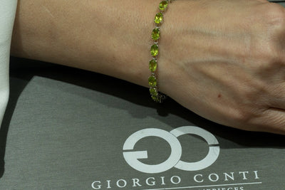 14KT White Gold 16.20CTW Natural Peridot Tennis Bracelet - Giorgio Conti Jewelers