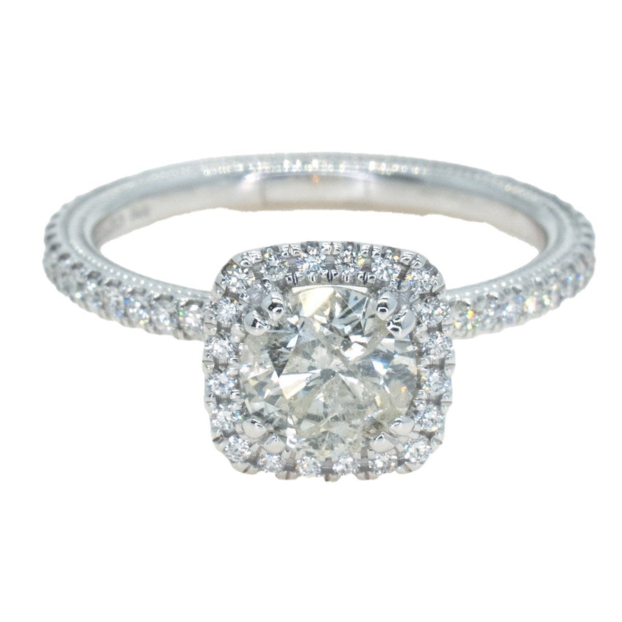 14KT White Gold 1.90ctw Round Cut Prong Set Halo Diamond Engagement Ring - Giorgio Conti Jewelers