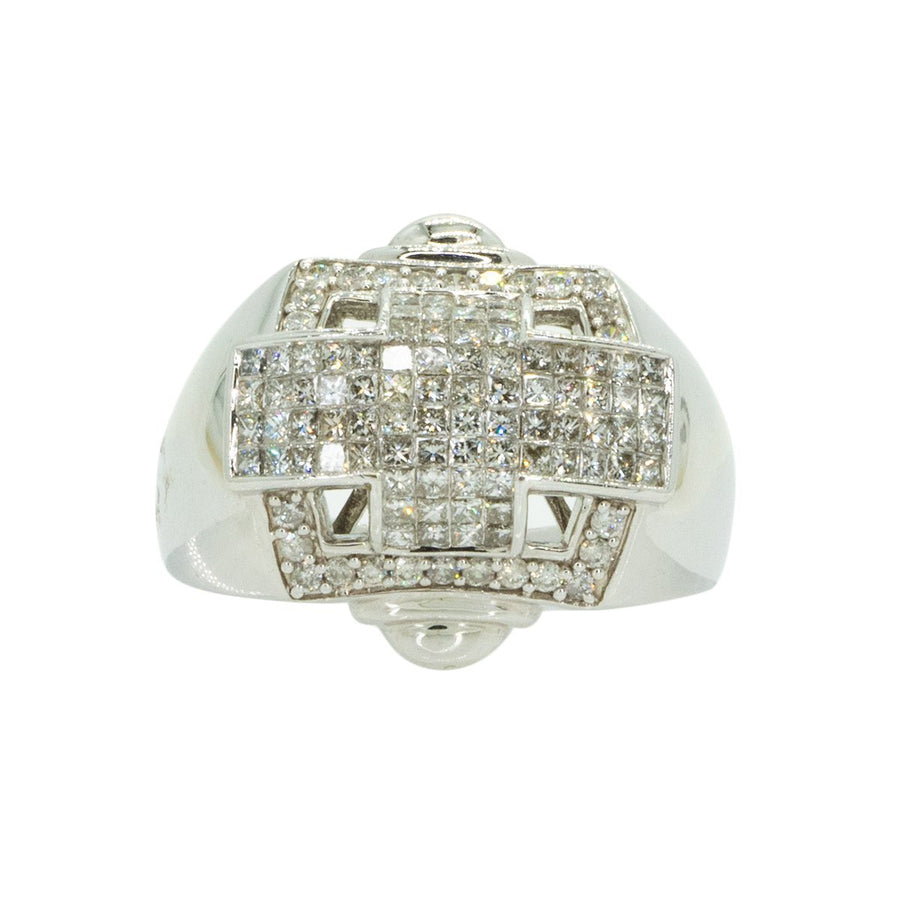 14KT White Gold 1.95ctw Princess and Round Cut Diamond Band - Giorgio Conti Jewelers