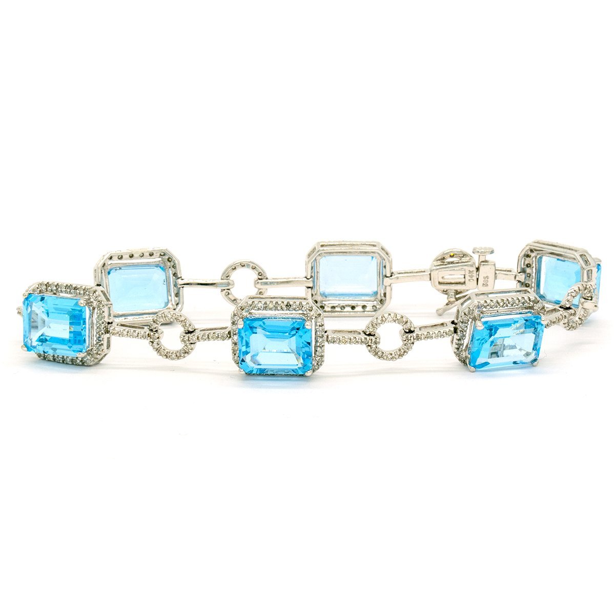 14K White Gold Blue Topaz Diamond Bracelet - 0.10ct – iPawniShop