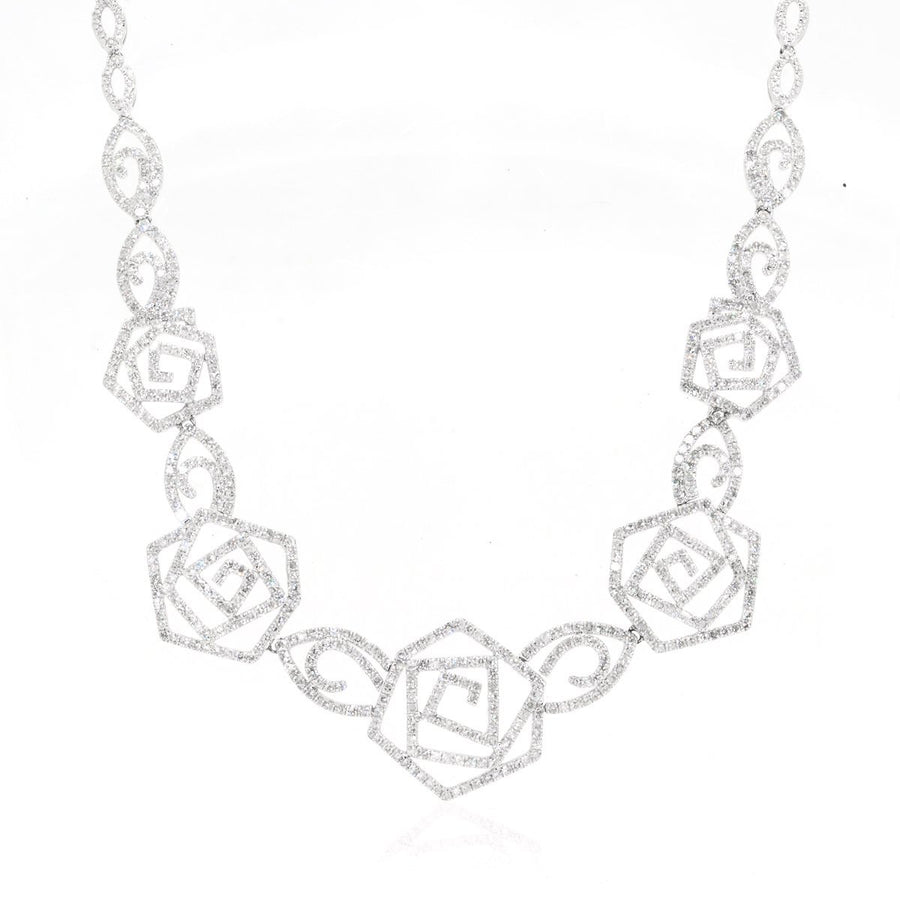 14KT White Gold 2.58CTW Brilliant Round Diamond Free Form Necklace - Giorgio Conti Jewelers
