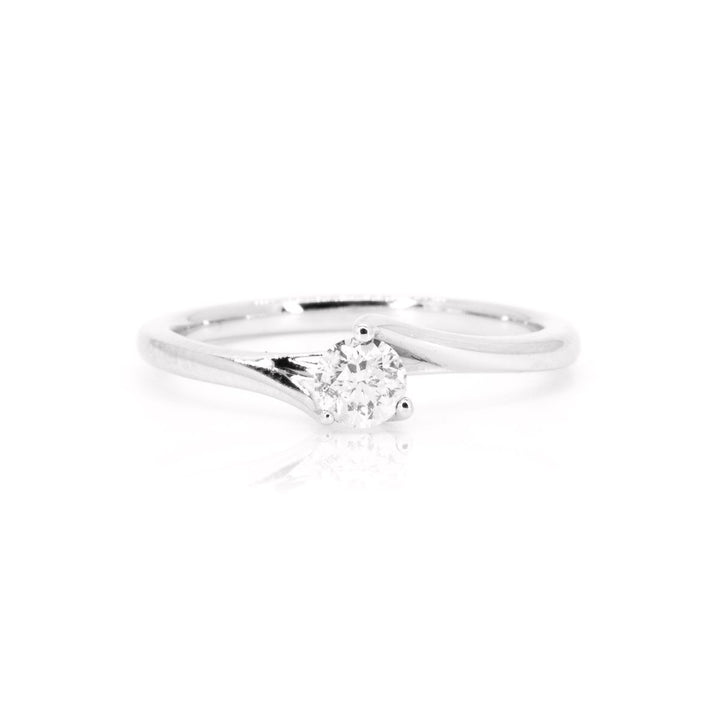 14kt White Gold .25ct NATURAL Round Diamond Solitaire Engagement Wedding Ring - Giorgio Conti Jewelers