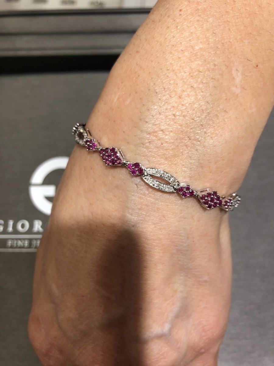 18ct White Gold Ruby & Diamond Bracelet from Colin Campbell & Co Online