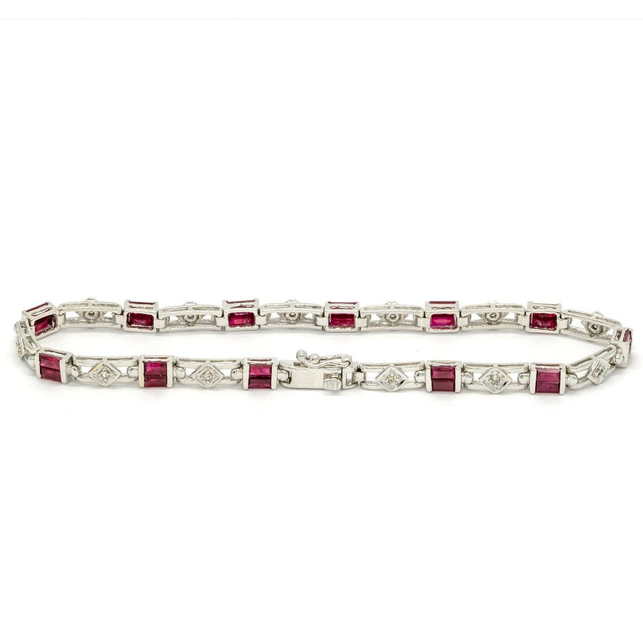 Diamond Pave 18K White Gold Ruby Gemstone Bracelet Bangle – Jeypore  Creations