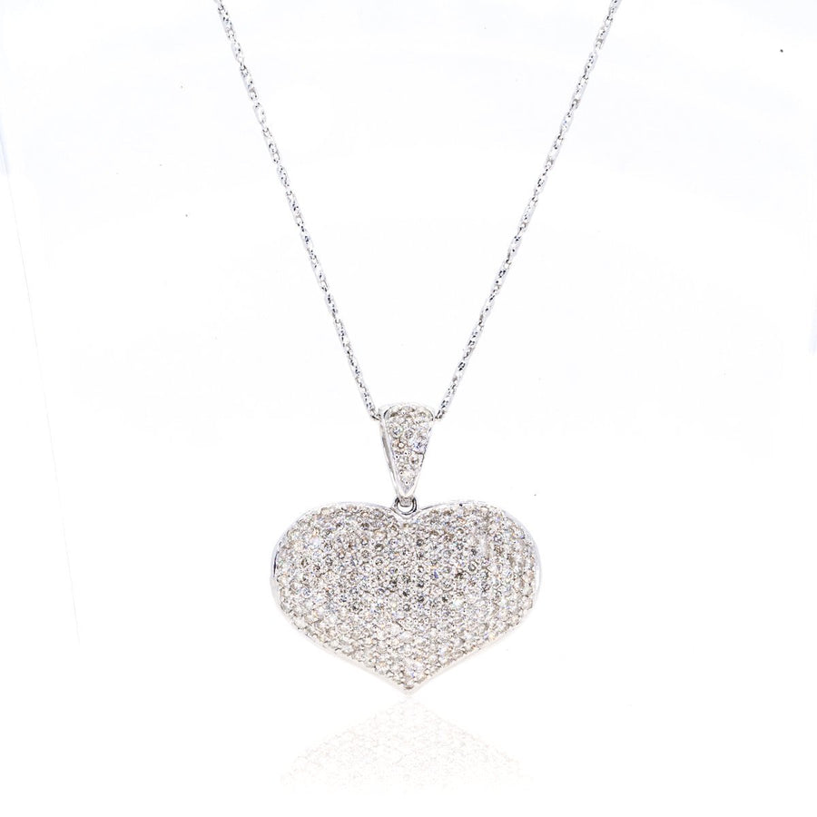 14KT White Gold 4.00CTW Diamond Heart Pendant Necklace - Giorgio Conti Jewelers