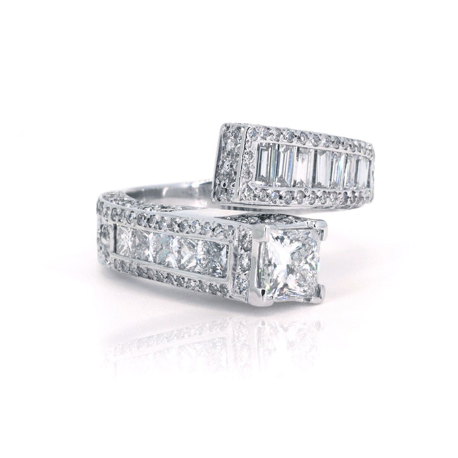 14KT White Gold 4.00CTW Princess Diamond Wrap Ring - Giorgio Conti Jewelers
