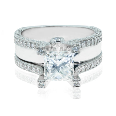 14KT White Gold 4.47CTW Princess Cut Diamond Engagement Ring - Giorgio Conti Jewelers