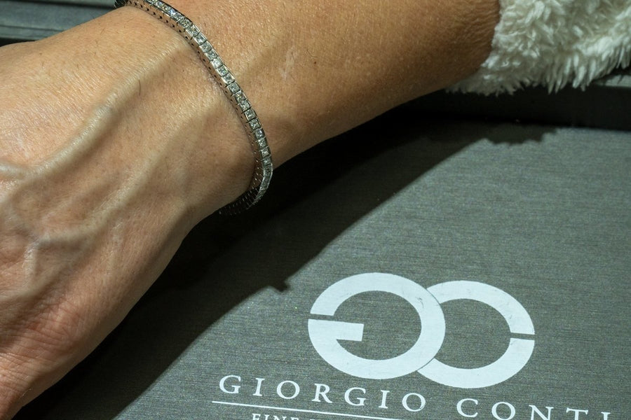 14KT White Gold 5.00CTW Princess Cut Channel Set Natural Diamond Tennis Bracelet - Giorgio Conti Jewelers