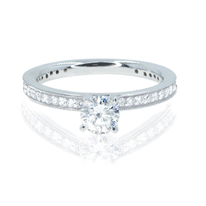 14KT White Gold .80CTW Diamond Engagement Wedding Ring With Pave Set Accent Diamonds - Giorgio Conti Jewelers