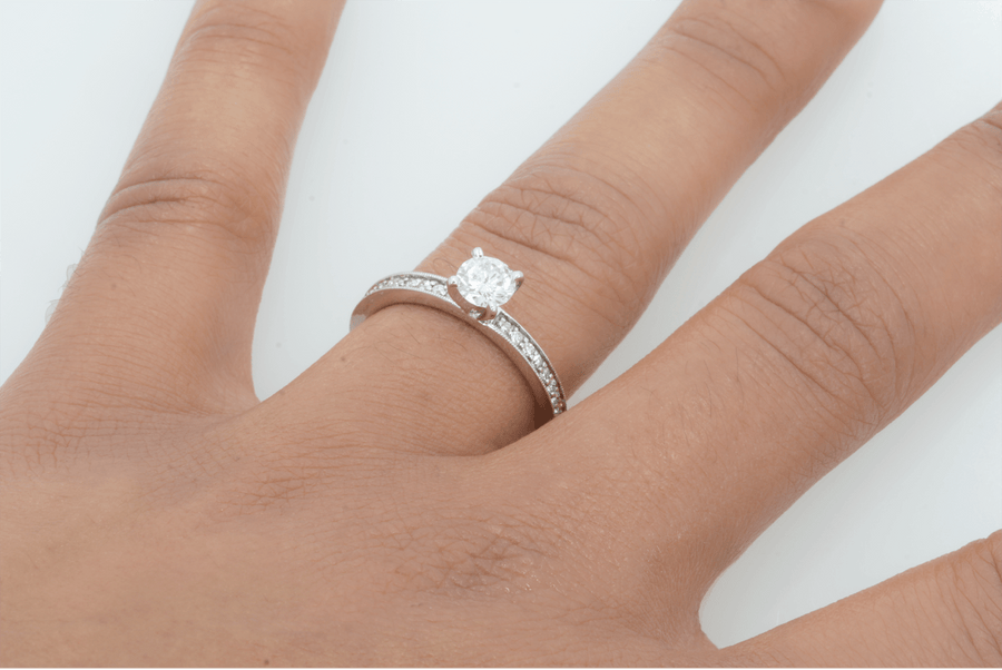 14KT White Gold .80CTW Diamond Engagement Wedding Ring With Pave Set Accent Diamonds - Giorgio Conti Jewelers