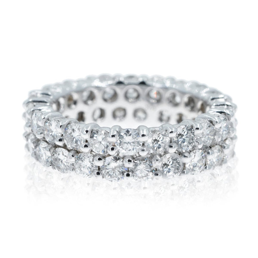 14KT White Gold Double Row Round Diamond Eternity Ring 4.65ctw and 3.50ctw - Giorgio Conti Jewelers