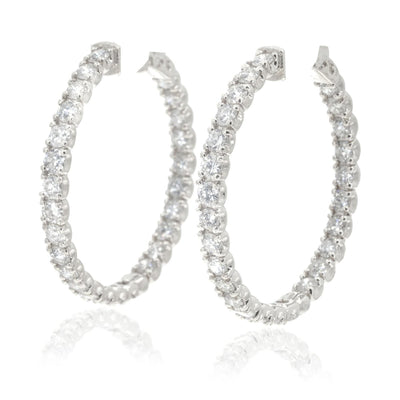 14KT White Gold In and Out 5.20CTW Diamond Hoop Earrings - Giorgio Conti Jewelers