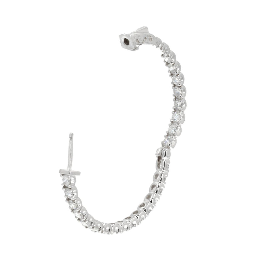 14KT White Gold Mini Oval 4.76CTW Diamond Hoop Earrings - Giorgio Conti Jewelers