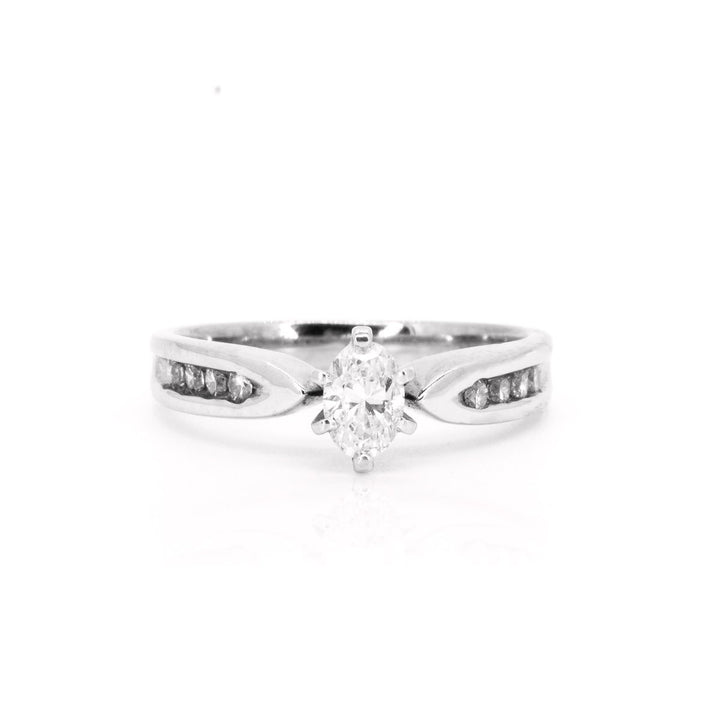 14kt White Gold NATURAL F-VS .72ctw Oval Diamond Engagement Wedding Ring - Giorgio Conti Jewelers