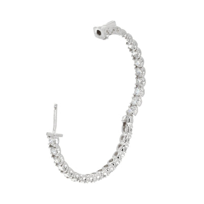 14KT White Gold Oval 4.00CTW Diamond Hoop Earrings - Giorgio Conti Jewelers