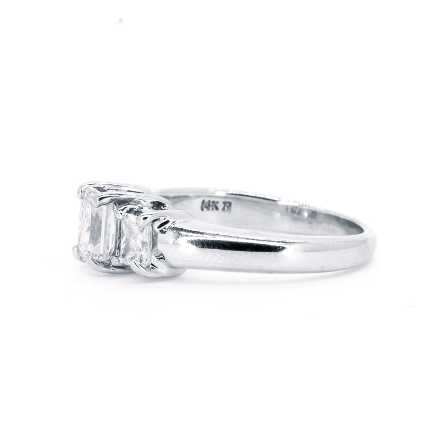 14kt White Gold Three Stone 1.30ctw Radiant Diamond Anniversary Engagement Wedding Ring - Giorgio Conti Jewelers