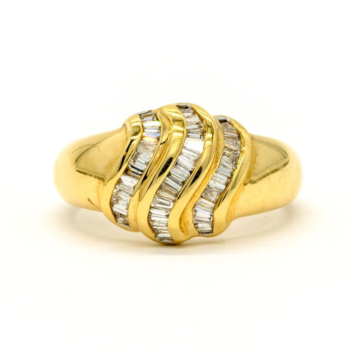 14KT Yellow Gold 0.57CTW Baguette Cut Channel Set Natural Diamond Cocktail Ring - Giorgio Conti Jewelers