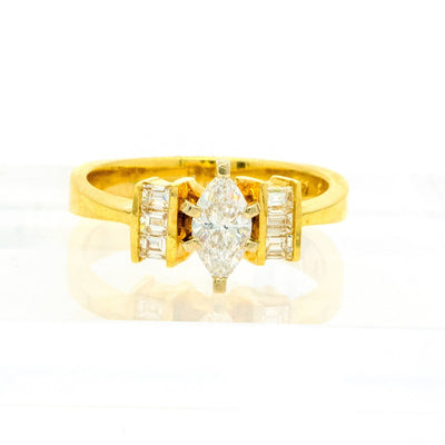 14KT Yellow Gold 0.79CTW Marquise Cut Prong Set Natural Diamond Engagement Ring - Giorgio Conti Jewelers