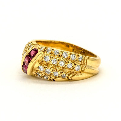 14KT Yellow Gold 0.80CTW Round Brilliant Cut Natural Ruby and Diamond Band - Giorgio Conti Jewelers