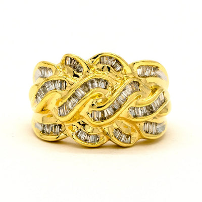14KT Yellow Gold 0.85CTW Baguette Cut Channel Set Natural Diamond Cocktail Ring - Giorgio Conti Jewelers