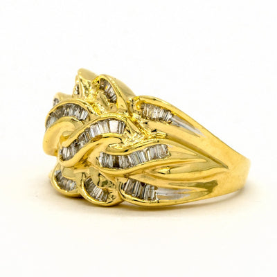 14KT Yellow Gold 0.85CTW Baguette Cut Channel Set Natural Diamond Cocktail Ring - Giorgio Conti Jewelers