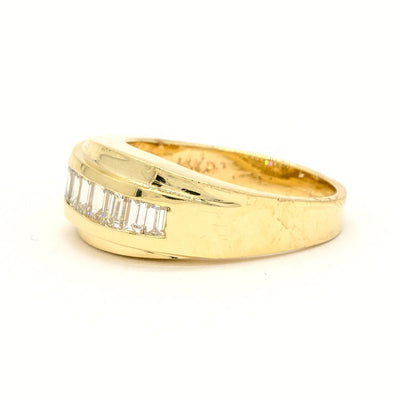 14KT Yellow Gold 0.98CTW Baguette Cut Channel Set Natural Diamond Cocktail Ring - Giorgio Conti Jewelers