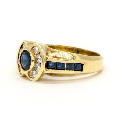 14KT Yellow Gold 1.25CTW Round Brilliant Cut Natural Sapphire and Diamond Ring - Giorgio Conti Jewelers