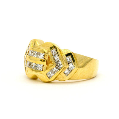 14KT Yellow Gold 1.32CTW Princess Cut Channel Set Natural Diamond Band - Giorgio Conti Jewelers