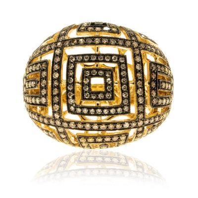 14KT Yellow Gold 1.41CTW MultiColor Diamond Cocktail Ring - Giorgio Conti Jewelers