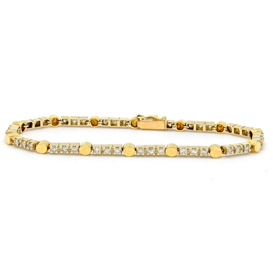 14KT Yellow Gold 1.43CTW Round Brilliant Cut Prong Set Natural Diamond Tennis Bracelet - Giorgio Conti Jewelers