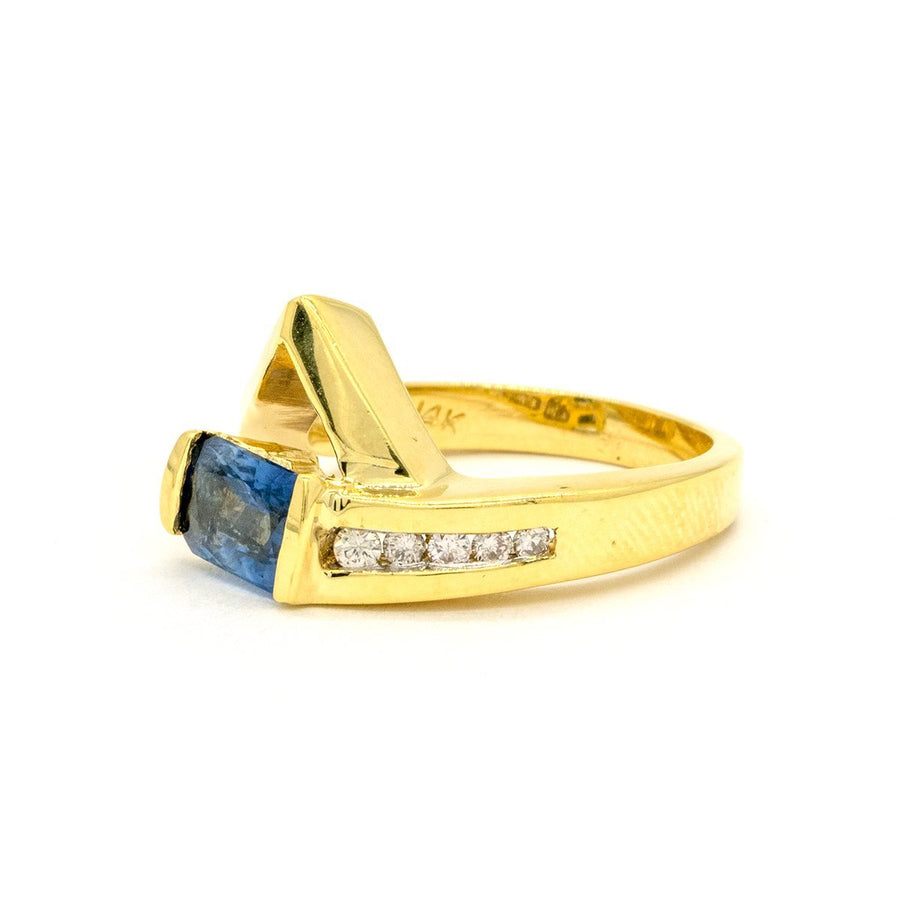 14KT Yellow Gold 1.44CTW Radiant Cut Channel Set Natural Sapphire and Diamond Ring - Giorgio Conti Jewelers