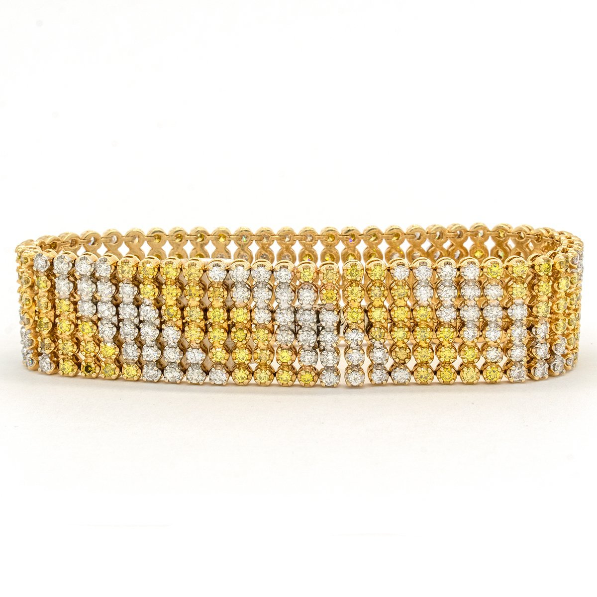 Round cut diamond bracelet in a rub-over setting in 18ct yellow gold -  PDB021Y | Purely Diamonds