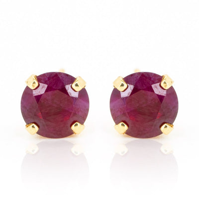 14kt Yellow Gold 1.50ctw NATURAL Round Cut Ruby Gemstone Stud Earrings - Giorgio Conti Jewelers