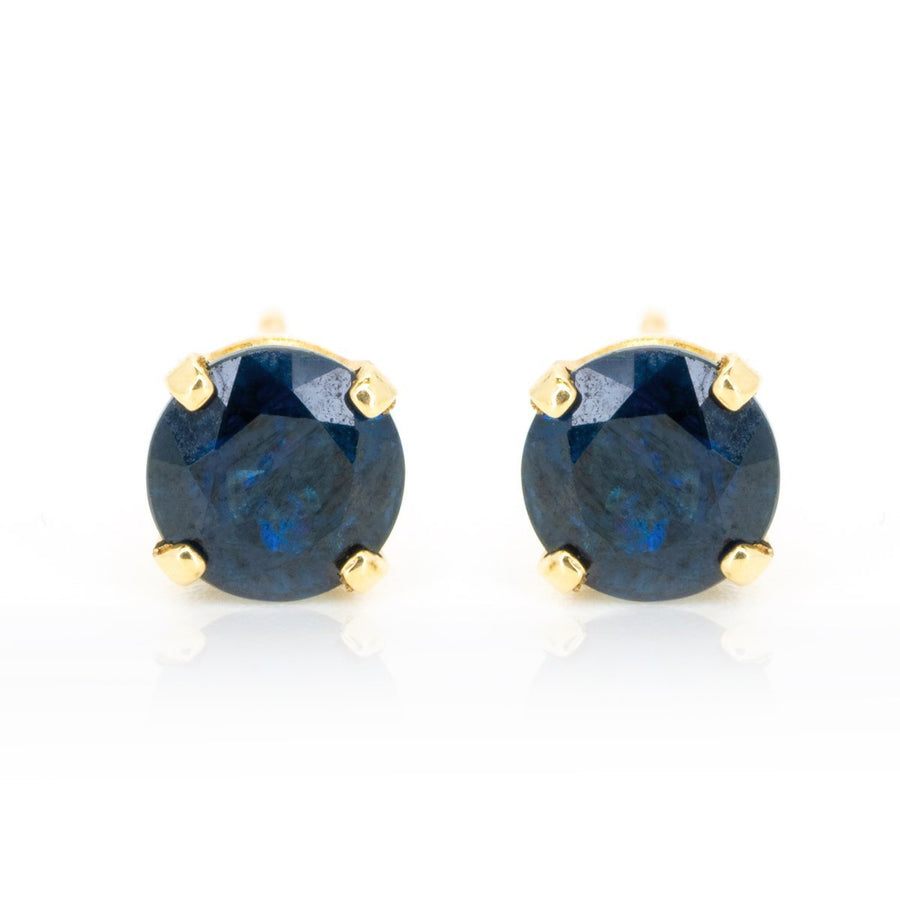 14kt Yellow Gold 1.50ctw NATURAL Round Cut Sapphire Gemstone Stud Earrings - Giorgio Conti Jewelers