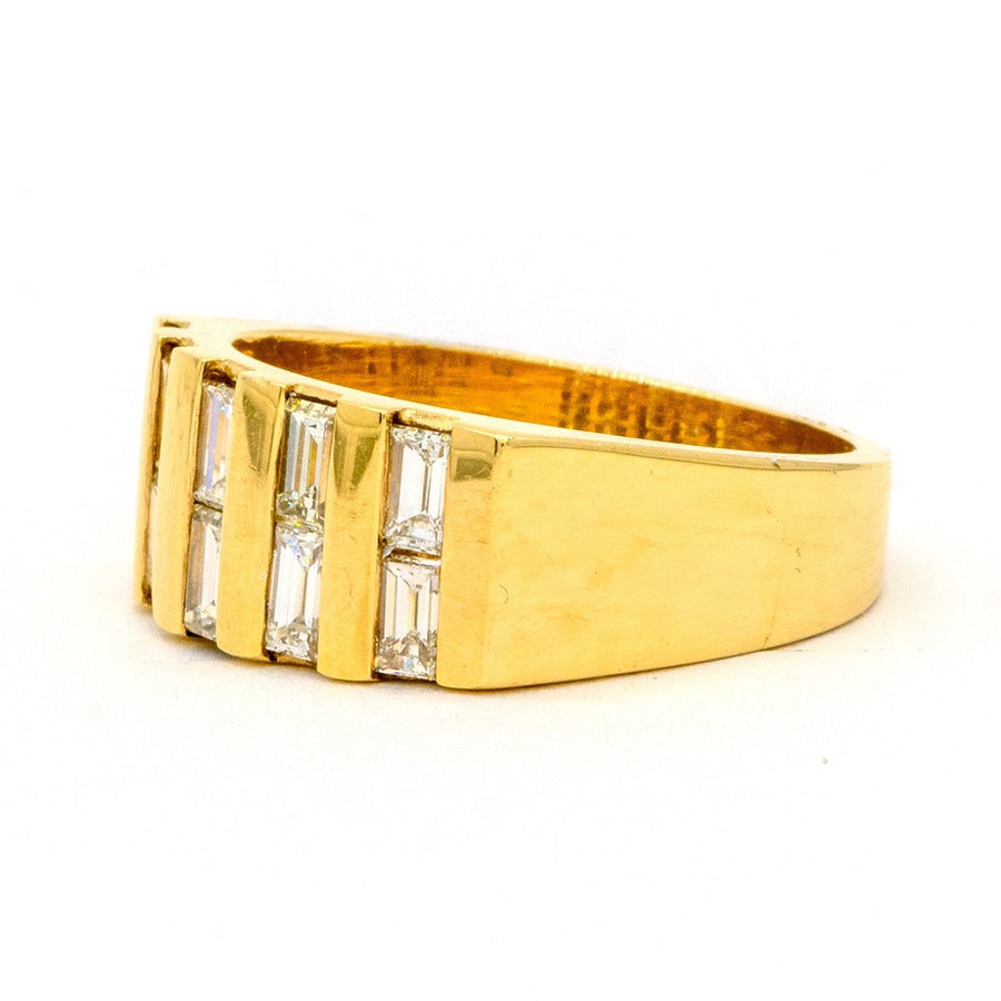 14KT Yellow Gold 1.55CTW Baguette Cut Channel Set Natural Diamond Mens Ring - Giorgio Conti Jewelers