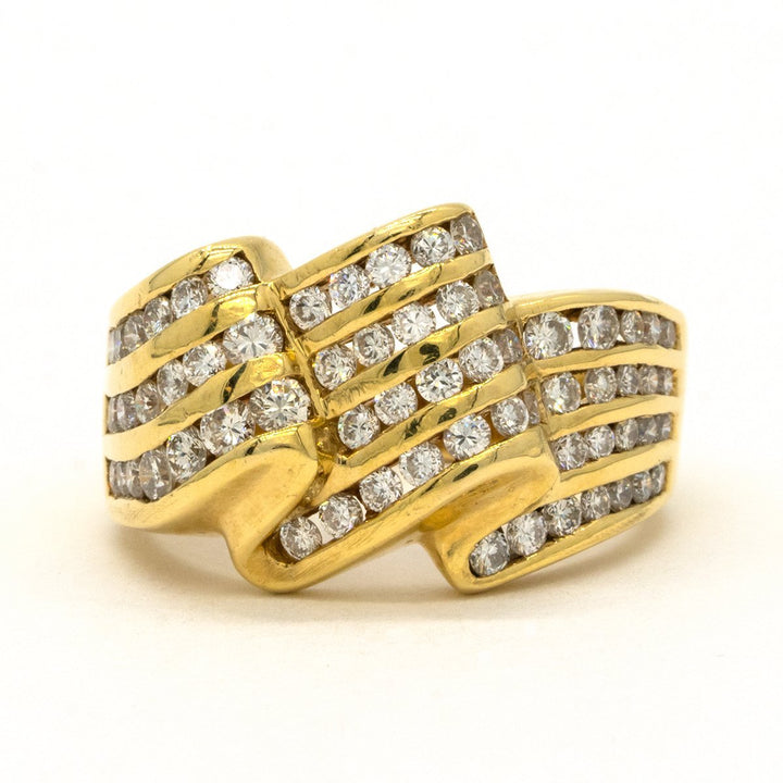 14KT Yellow Gold 1.80CTW Round Brilliant Cut Channel Set Natural Diamond Cocktail Ring - Giorgio Conti Jewelers