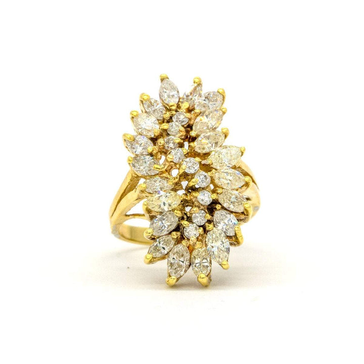 14KT Yellow Gold 2.48CTW Marquise and Round Brilliant Cut Natural Diamond Ring - Giorgio Conti Jewelers