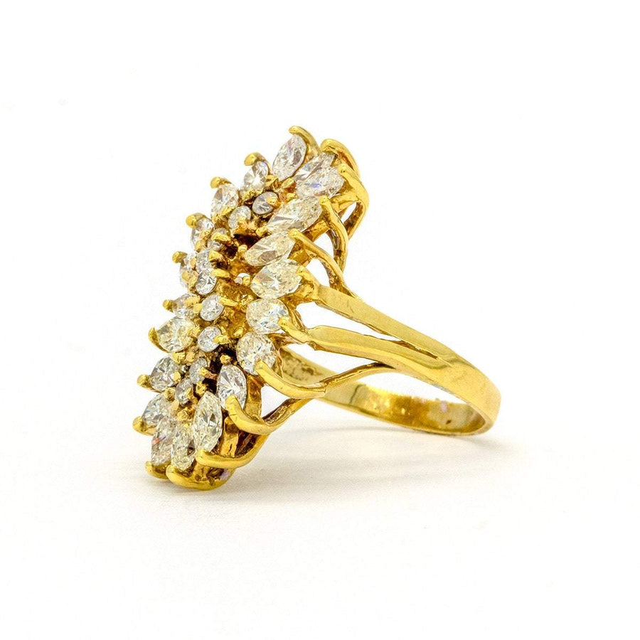 14KT Yellow Gold 2.48CTW Marquise and Round Brilliant Cut Natural Diamond Ring - Giorgio Conti Jewelers