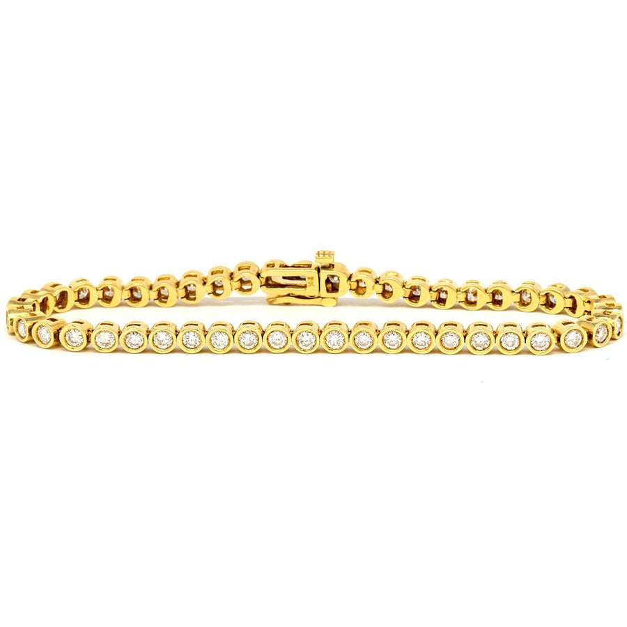 14KT Yellow Gold 3.30CTW Round Brilliant Cut Bezel Set Natural Diamond Tennis Bracelet - Giorgio Conti Jewelers