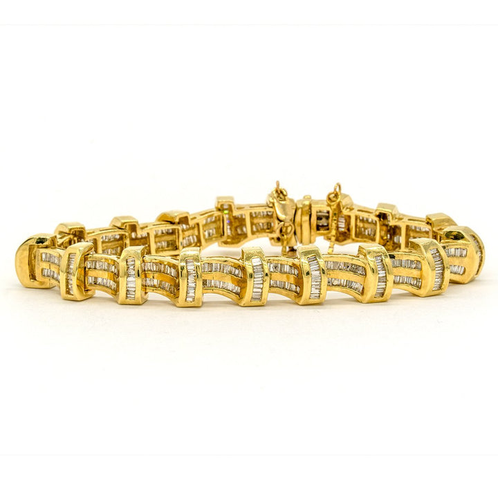 14KT Yellow Gold 4.00CTW Baguette Cut Channel Set Natural Diamond Tennis Bracelet - Giorgio Conti Jewelers