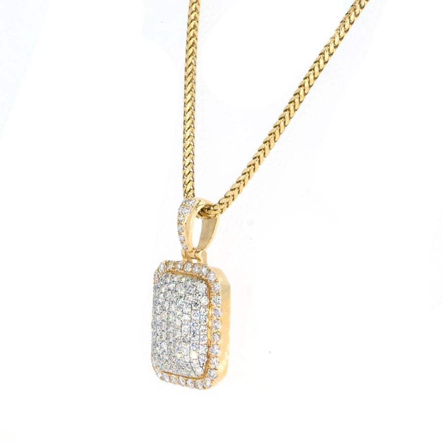 14KT Yellow Gold Domed Pave Dog Tag With 2.00CTW Diamond Pendant - Giorgio Conti Jewelers