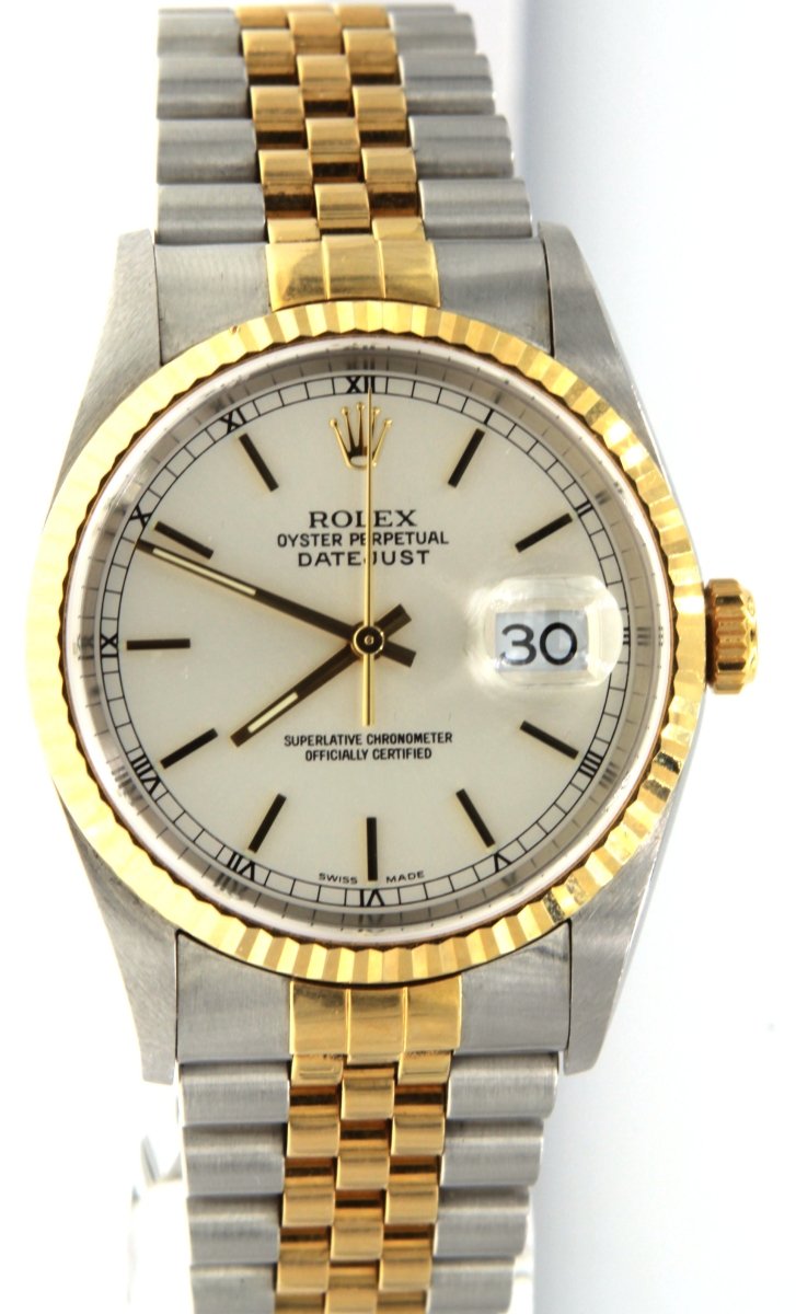 Rolex DateJust 16233 Two Tone Ivory Dial 36MM Mens Watch - Giorgio Conti Jewelers