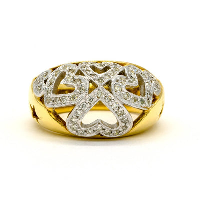 18KT Two Tone Yellow and White Gold 0.65CTW Round Brilliant Cut Pave Set Natural Diamond Cocktail Ring - Giorgio Conti Jewelers