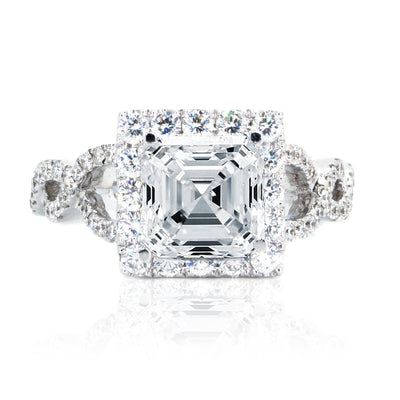 18KT White Gold 0.87ctw Princess Cut Prong Set Diamond Twist Engagement Ring - Giorgio Conti Jewelers