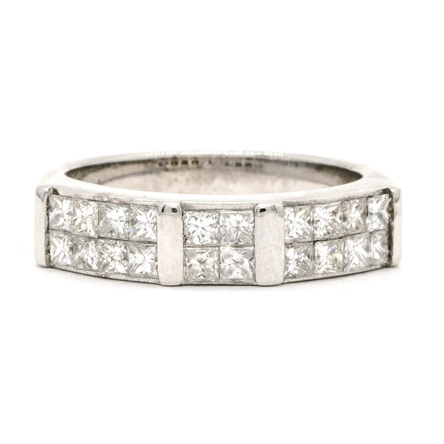18KT White Gold 1.00CTW Princess Cut Invisible Set Natural Diamond Cocktail Ring - Giorgio Conti Jewelers