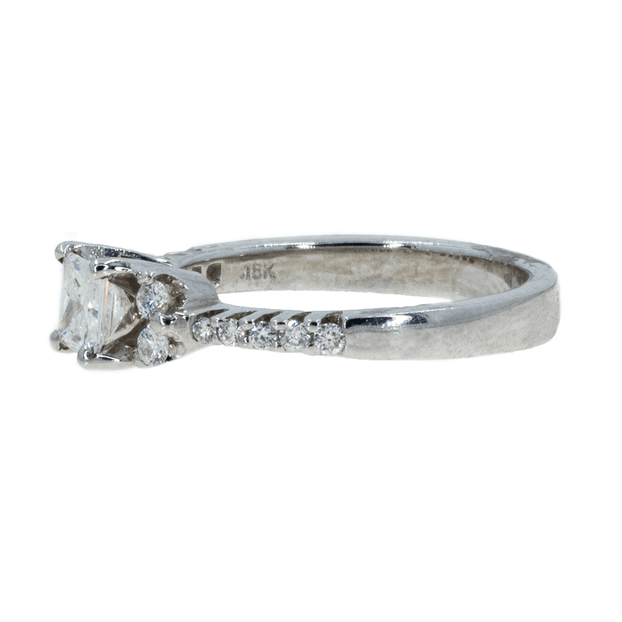 18kt White Gold 1.03ctw Princess cut and Round Diamond Wedding Set Engagement Wedding Ring - Giorgio Conti Jewelers