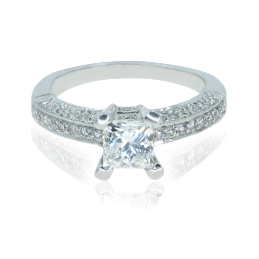 18KT White Gold 1.44CTW Princess Cut Diamond Engagement Ring - Giorgio Conti Jewelers
