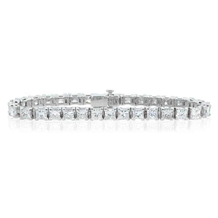 18KT White Gold 16.56CTW Princess Cut Diamond Tennis Bracelet - Giorgio Conti Jewelers