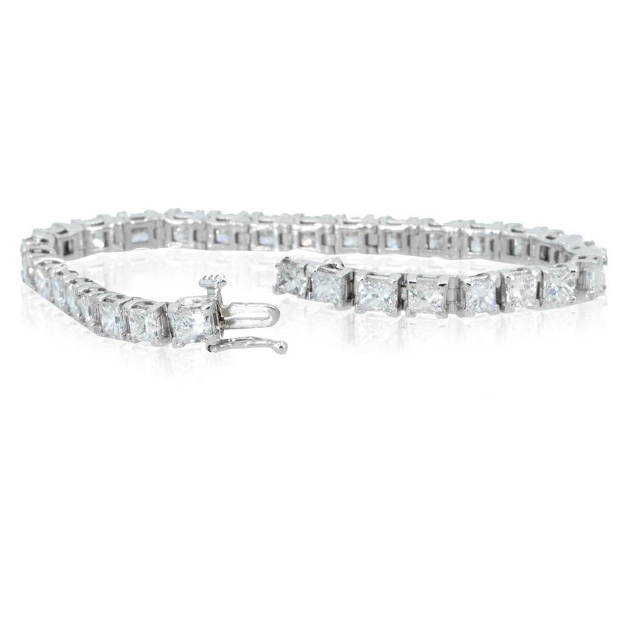 18KT White Gold 16.56CTW Princess Cut Diamond Tennis Bracelet - Giorgio Conti Jewelers
