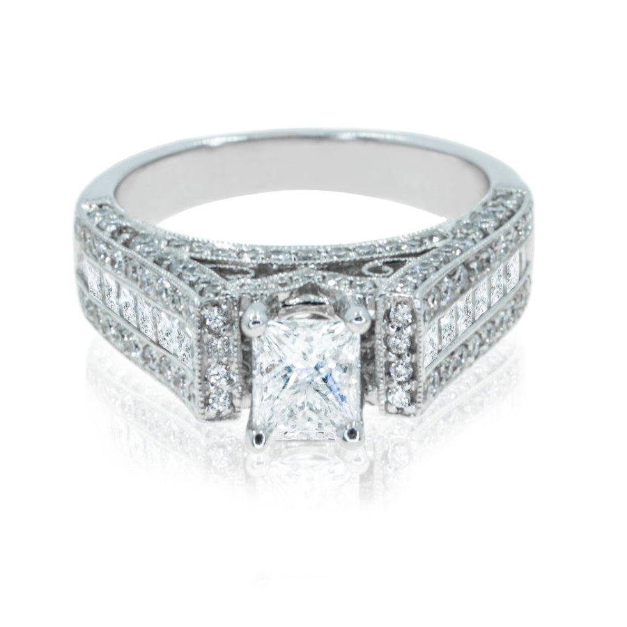 18KT White Gold 2.08CTW Princess Cut Diamond Engagement Ring - Giorgio Conti Jewelers